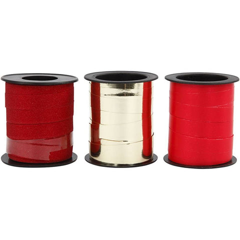 Curling Ribbon Coloured x 3 Rolls Red and Gold