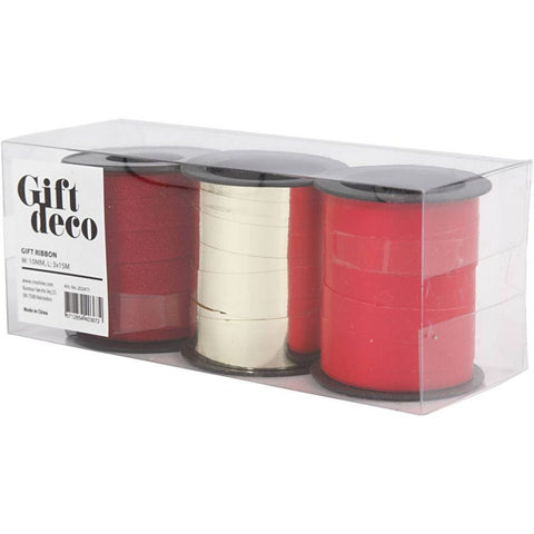 Curling Ribbon Coloured x 3 Rolls Red and Gold