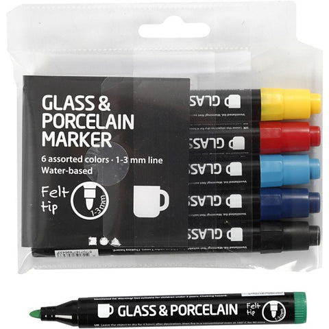 Glass & Porcelain Pens, line width: 1-3 mm, Pk 6